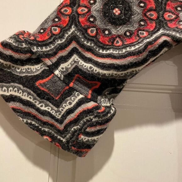 Anthropologie Aryeh 3/4 Bell Sleeve‎ Knit Sheath Dress Black/Red Size Large - Picture 2 of 6